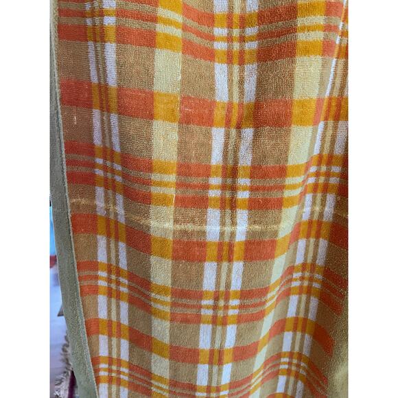 Vintage CONE towel & washcloth set orange greens white cotton 70s mod bathroom - Picture 2 of 3